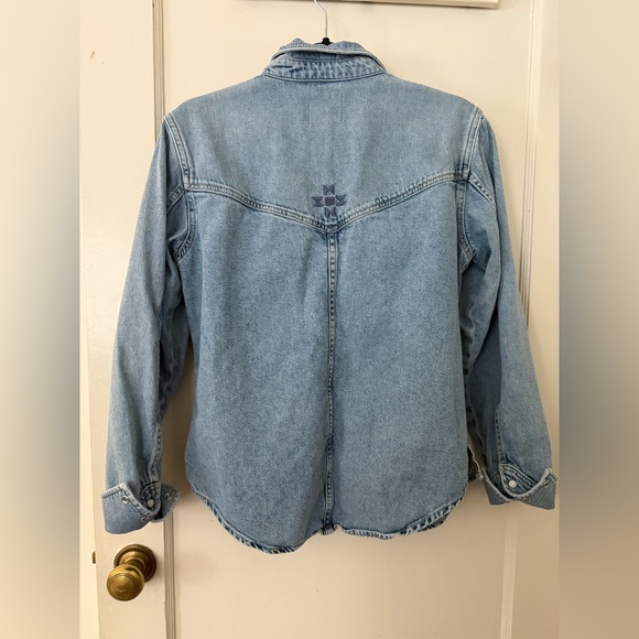 Reformation Kacey Musgraves Deeper Well Denim Pearl Snap Shirt Jacket by Small - Picture 8 of 14